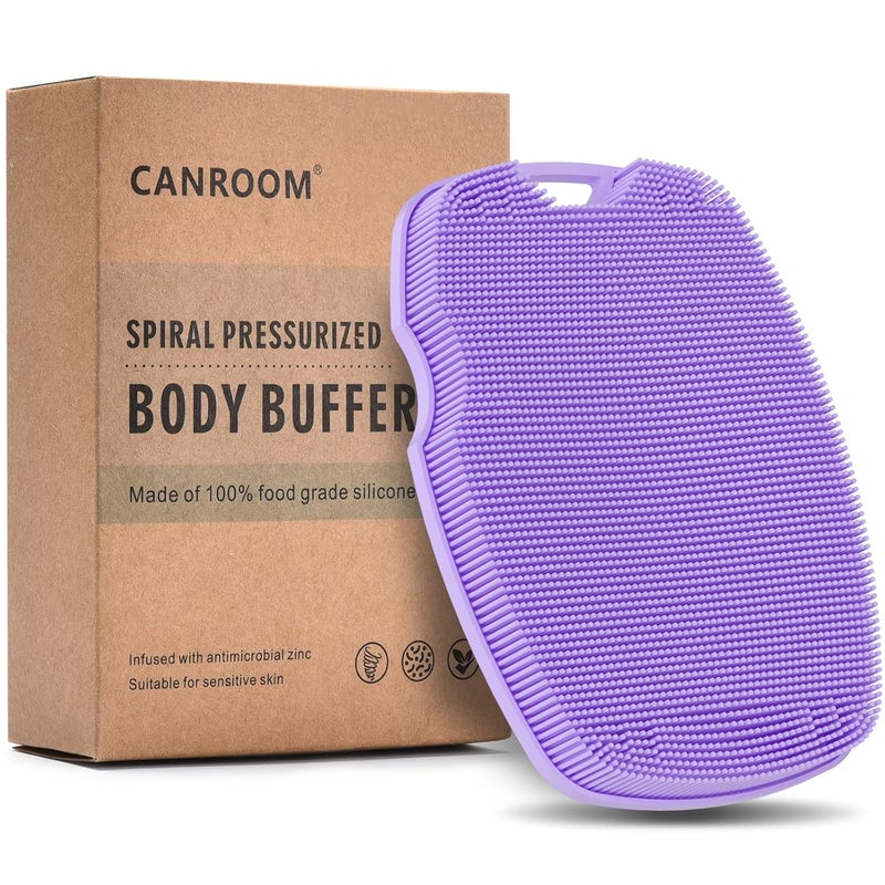 canroom Silicone Body Scrubber - Anti Zinc Infused-Highly Elastic Bristles Exfoliating Body Scrubber for Shower Body,Cellulite Reduction,Blood Circulation - Purple - Image 1